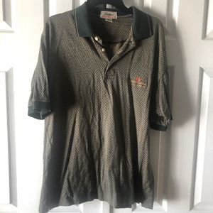 6/$20 Poppy Ridge Gold Course green & tan diamond design polo shirt size L